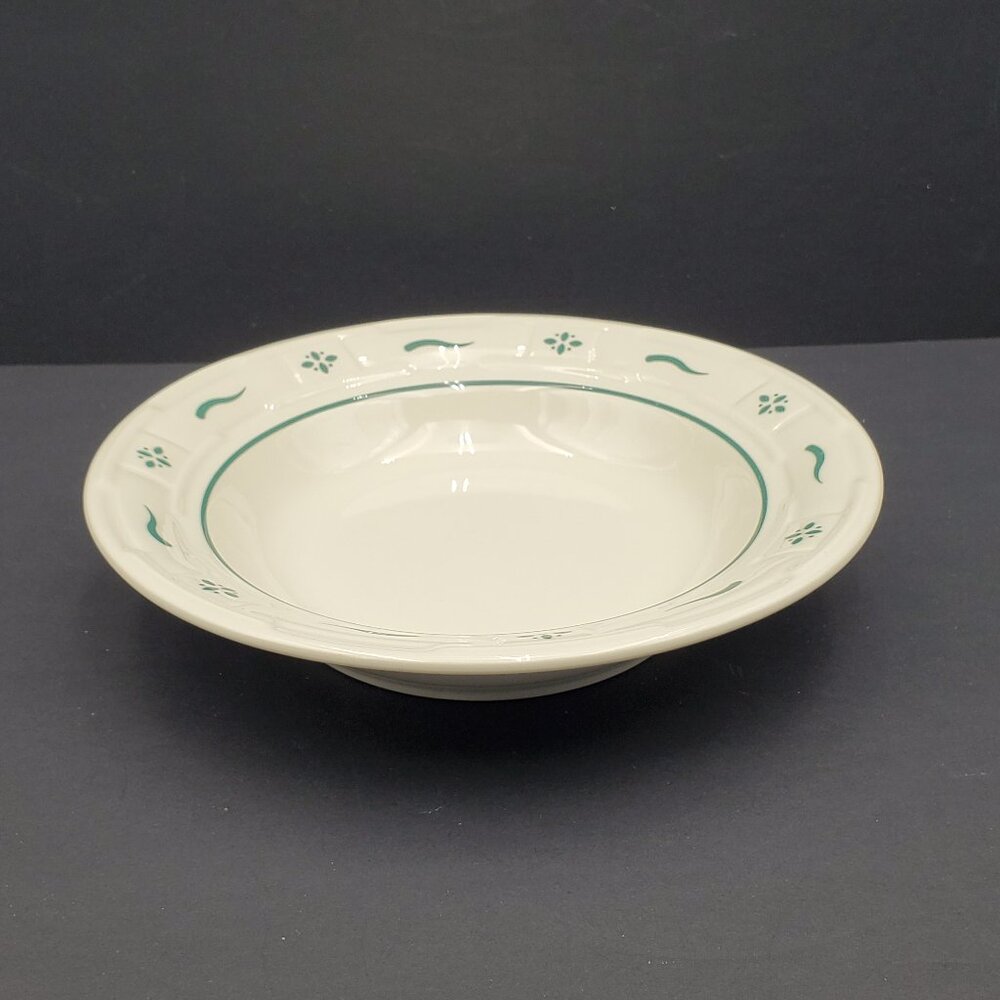Longaberger Pottery Woven Traditions Heritage Green Rim Soup Bowl